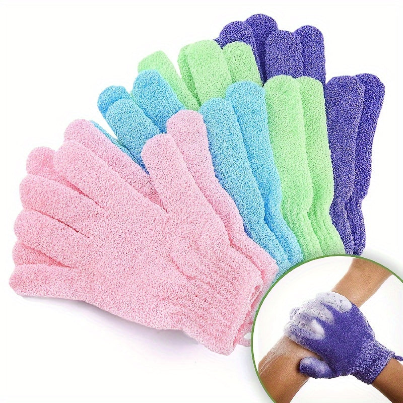 2/4/6/9pcs Random Colorful Exfoliating Gloves, Double Sided Body Scrubber for Shower, Spa, Massage & Body Scrubs, Bathing Accessories, Perfect Stocking Stuffers for Christmas and Halloween Gifts