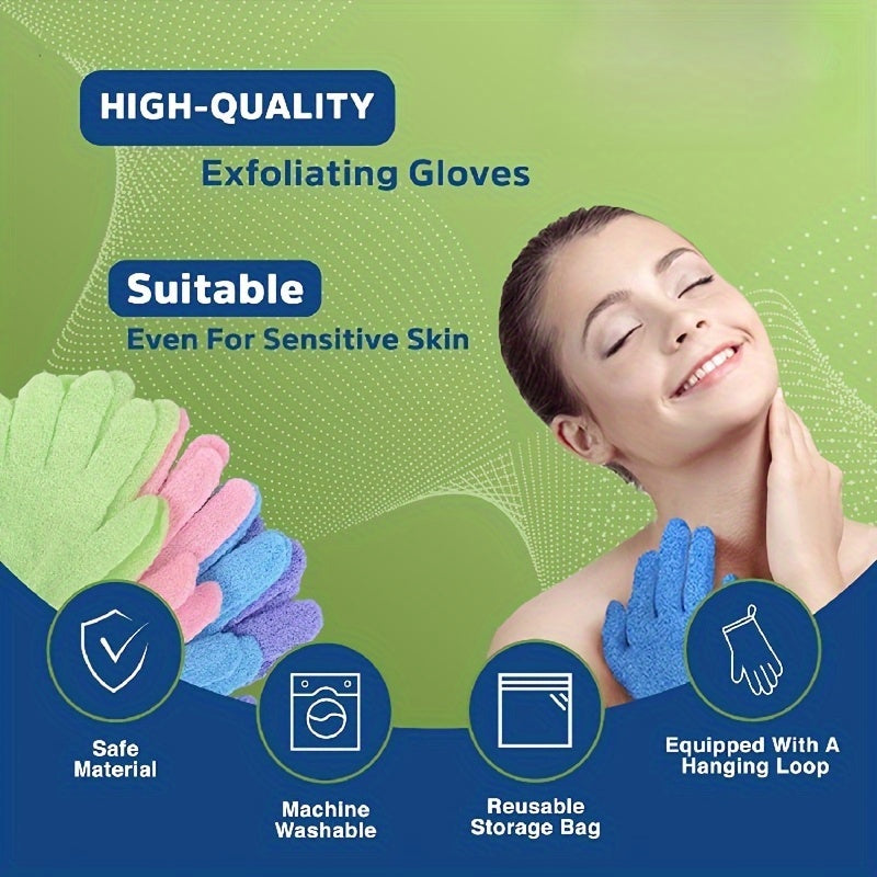 2/4/6/9pcs Random Colorful Exfoliating Gloves, Double Sided Body Scrubber for Shower, Spa, Massage & Body Scrubs, Bathing Accessories, Perfect Stocking Stuffers for Christmas and Halloween Gifts