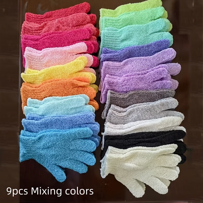 2/4/6/9pcs Random Colorful Exfoliating Gloves, Double Sided Body Scrubber for Shower, Spa, Massage & Body Scrubs, Bathing Accessories, Perfect Stocking Stuffers for Christmas and Halloween Gifts