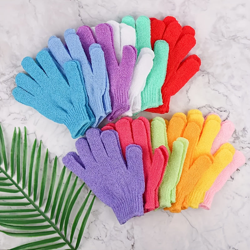 20/10pcs Shower Gloves, 100% Nylon Double-sided Exfoliating Gloves, Suitable for Beauty, Hydrotherapy, Massage, Skin, Shower, Body Scrub, Shower Accessories, And Also A Good Gift for Family Members. The Color Is Random